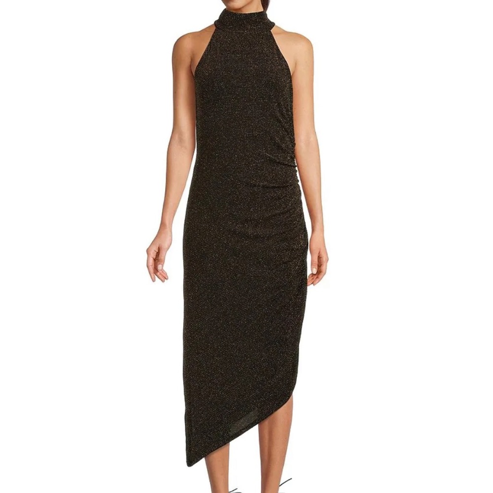 Asymmetrical Metallic Halter Dress Size XXL